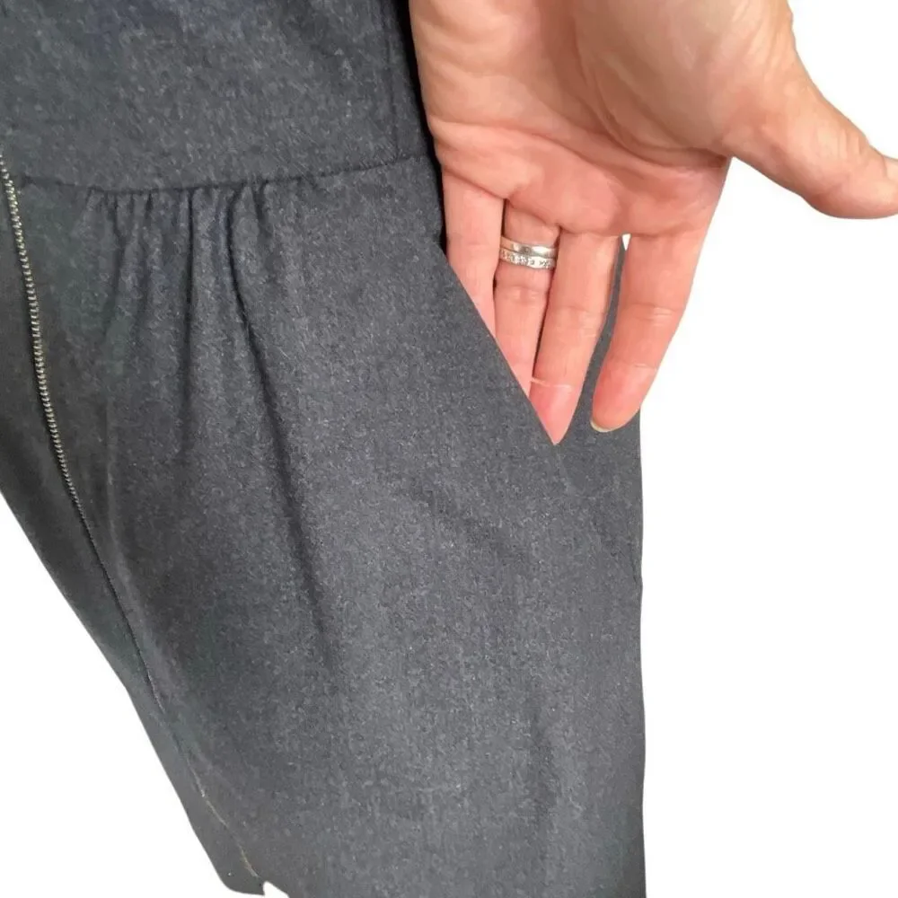 EUC! Theory Gray Wool Tank Full Front Zip Sheath Dress - Size 0 - Picture 6 of 11